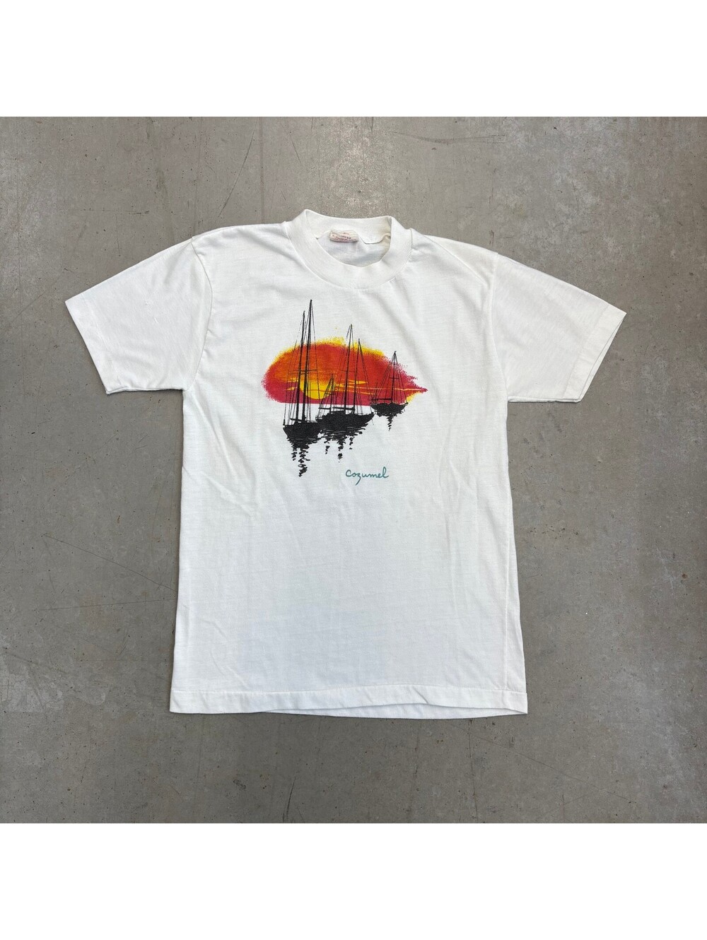 Vintage 80s Cozumel Sailing Outdoor Graphic T-Shirt Small White